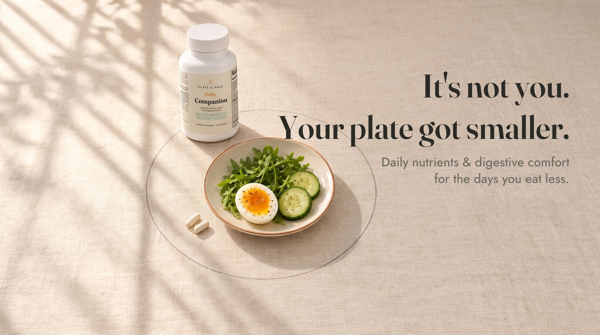 It's not you. Your plate got smaller. Daily Companion beside a small plate