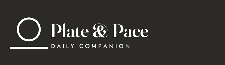 Plate & Pace logo, white on charcoal, horizontal