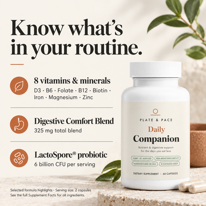 Selected formula highlights: eight vitamins and minerals, digestive blend, LactoSpore probiotic.